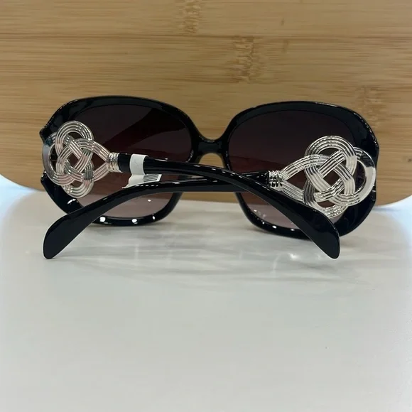 Brand New Round Oversized Black Sunglasses Purple Ombre Fade Lens Celtic Knot - Picture 5 of 15